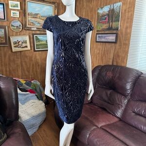 Frank Lyman Navy Blue Sequin Dress